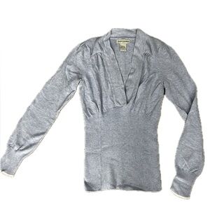 Banana Republic Light Gray V-Neck Sweater